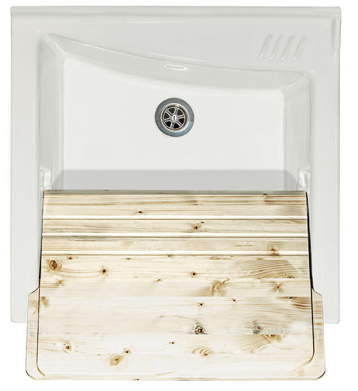 Mobile Lavatoio 63x60x87 cm 2 Ante Asse in Legno Montegrappa Acqua Marella Bianco Lucido