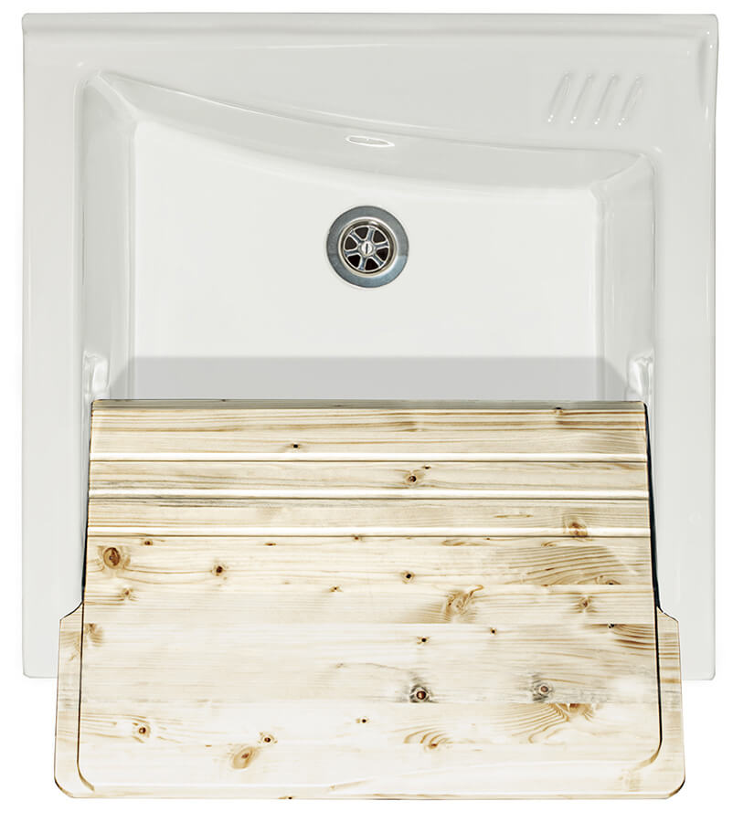 Mobile Lavatoio 63x60x87 cm 2 Ante Asse in Legno Montegrappa Acqua Marella Bianco Lucido