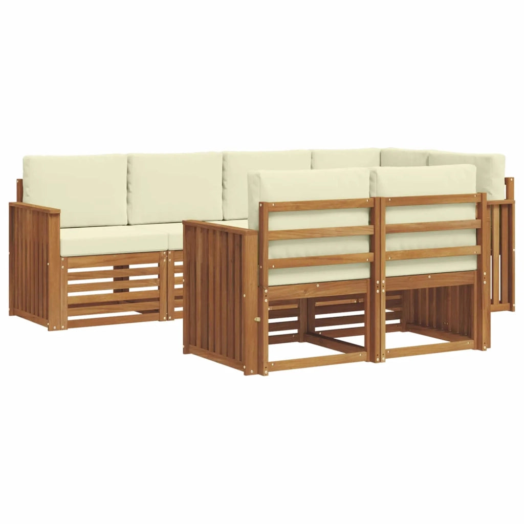 Set di divani da esterno 7 pz Naturale e Crema Poliestere 3374965