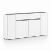 Credenza Contenitore Moderna Con 4 Ante E 1 Cassetto In Melaminico Design Minimal Senza Maniglie Per Sala Da Pranzo E Soggiorno 170 X 85 X 40 Cm Bianco E Grigio Cemento