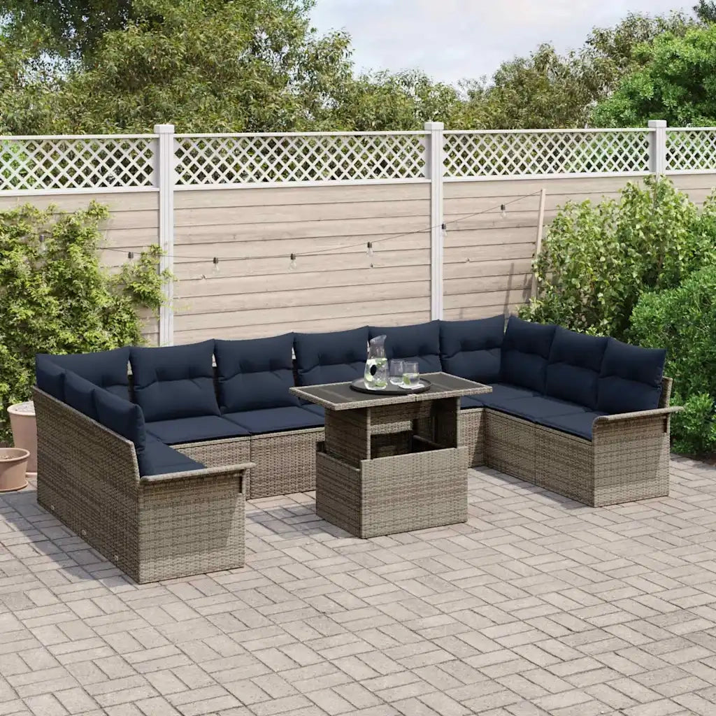Set Divano da Giardino 11 pcs Grigio Rattan in Polipropilene 3357098