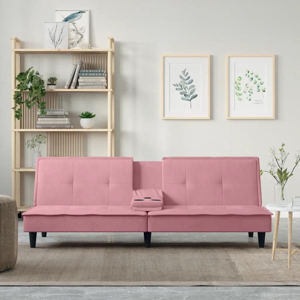 Divano Letto con Portabicchieri in Velluto Rosacod mxl 95595