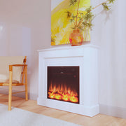 Caminetto Elettrico Da Pavimento Mpc Camillo Bianco 100cm Rivestimento In Legno Bianco 750w1500w Effetto Fiamma Led Ultra Realistico Termostato Automatico Telecomando Incluso Prodotto In Europa