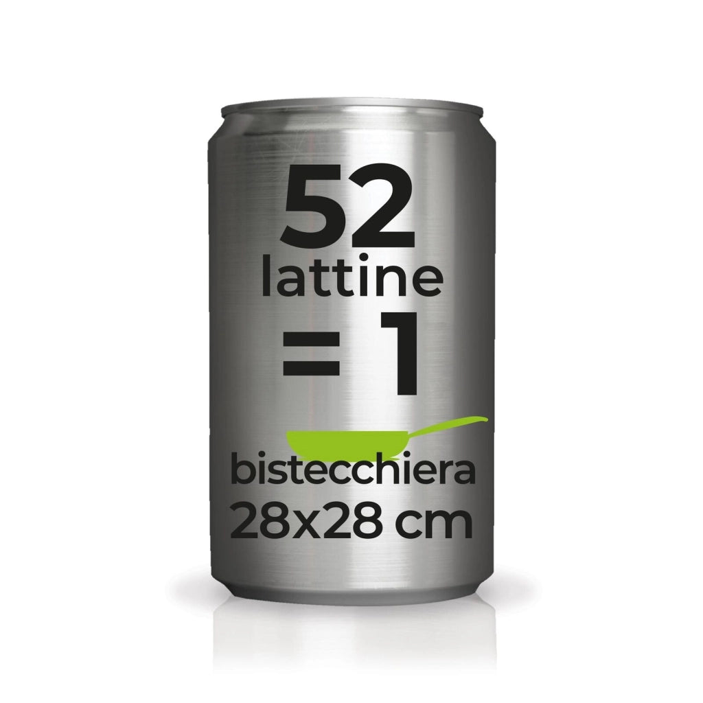Moneta 0005551428 Recy Bistecchiera 28x28 cm in Alluminio 100% Riciclato da 52 Lattine Fondo Net Induction per Tutti i Fuochi incluso Induzione Rivestimento Protection Base Antiaderente colore Nero