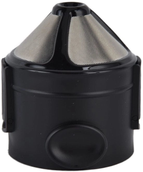 Filtro per caffè in vetro per filtrazione a flusso - Hermeticamente chiuso - Stile nero - Doppio filtro a rete - Ideale per caffettiera - Adatto per tazze