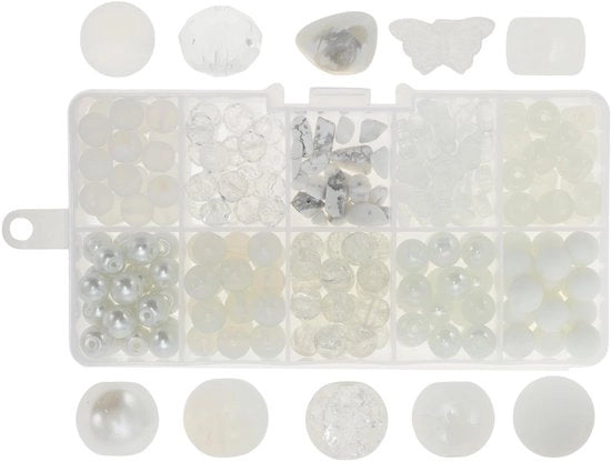 Collana per bracciale 200 pezzi - Perle di vetro - Collane per abbigliamento - Attività di confezione per hobby - Materiale di alta qualità vetro - Tessuto jade - Perle per collane