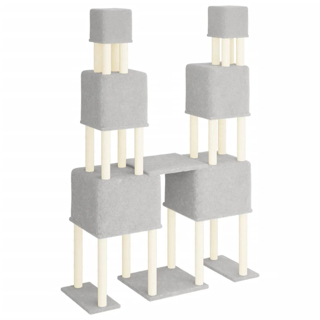 Tiragraffi per gatti torre per arrampicata giocattolo piattaforma per arrampicata con tiragraffi in sisal leggero 199 cm grigio 02_0022601