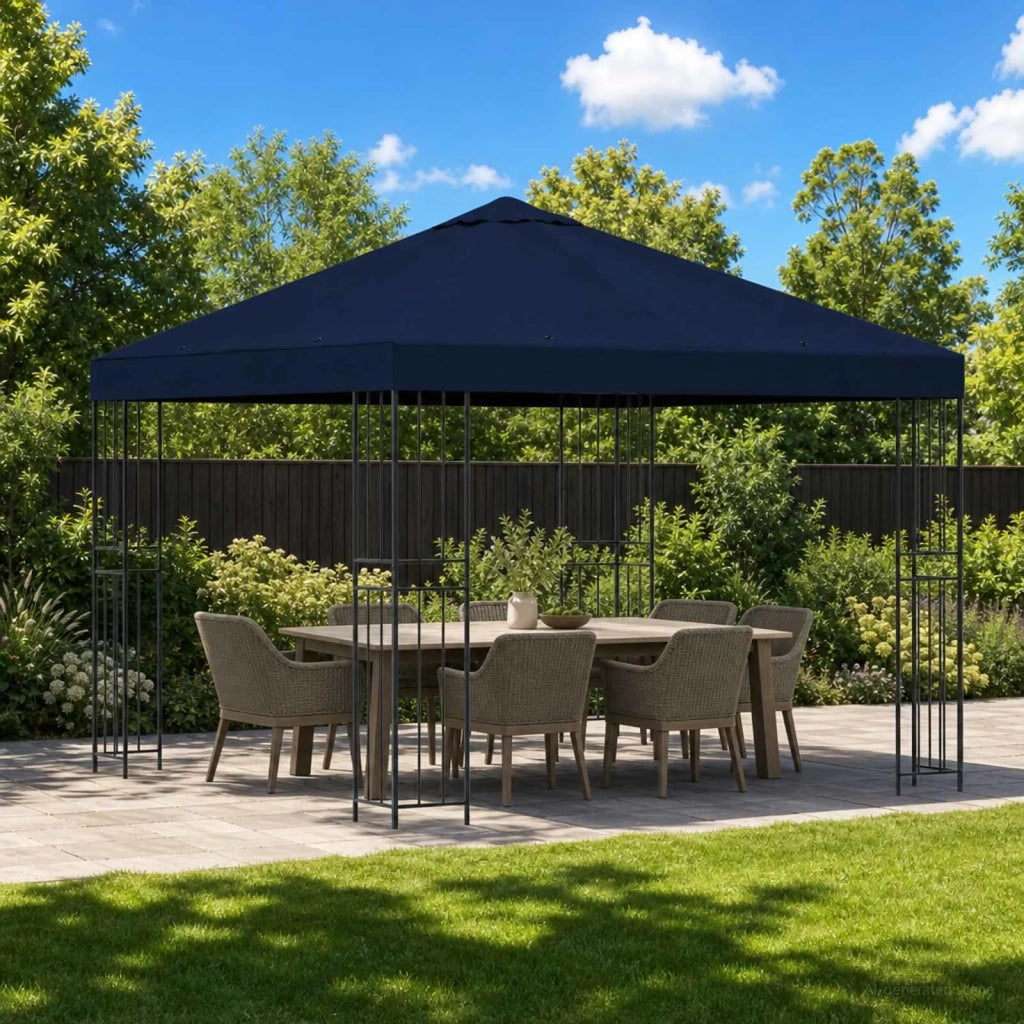 Gazebo | Pergolato 3 x 3 m Blu Poliestere e Acciaio 190 gsm