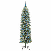 Albero di Natale Artificiale-Albero Natalizio Sottile Verde e Bianco 240 cm 453477