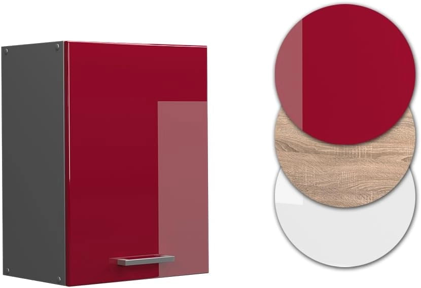 Pensile da cucina R-Line, Rosso lucido, 45 cm, per la libera combinazione all'interno di sistemi cucina modulari