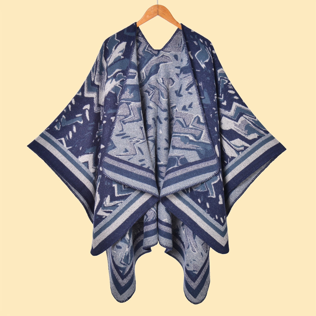 Sciarpa-scialle alla moda con graffiti, stile retr¨°, scialle diviso, mantello caldo - PONHO SHAWLS