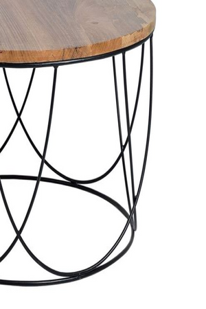 Tavolino in massello di mango e base in metallo