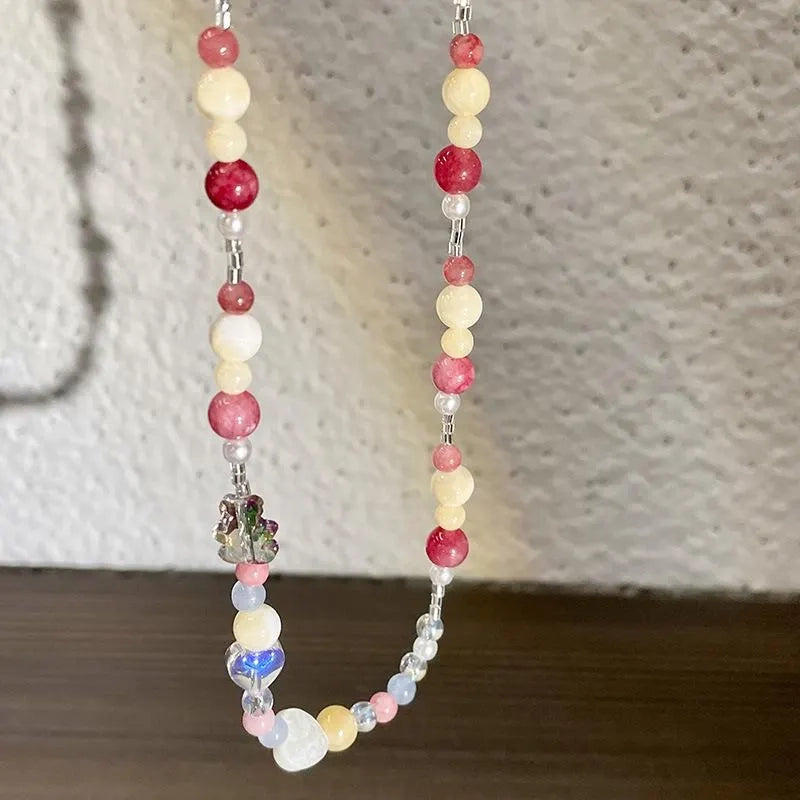 Collana di perle di cristallo colorate: regalo fatto a mano per donna
