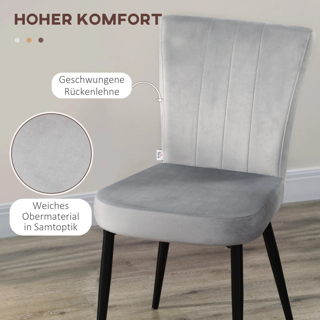 Sedie da pranzo set da 4 con schienale imbottito design moderno per cucina o ufficio in poliestere grigio 46 × 65 × 87 cm
