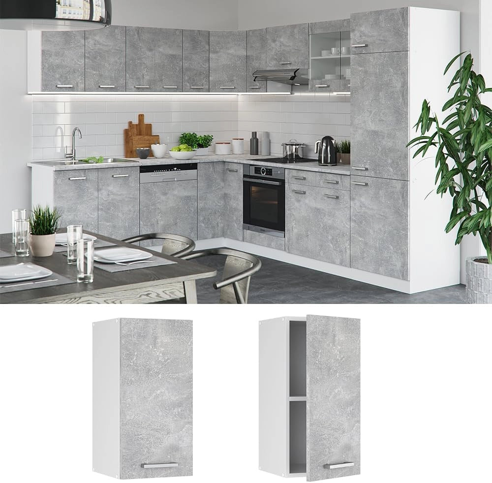 Pensile da cucina R-Line, Calcestruzzo, 40 cm, per la libera combinazione all'interno di sistemi cucina modulari