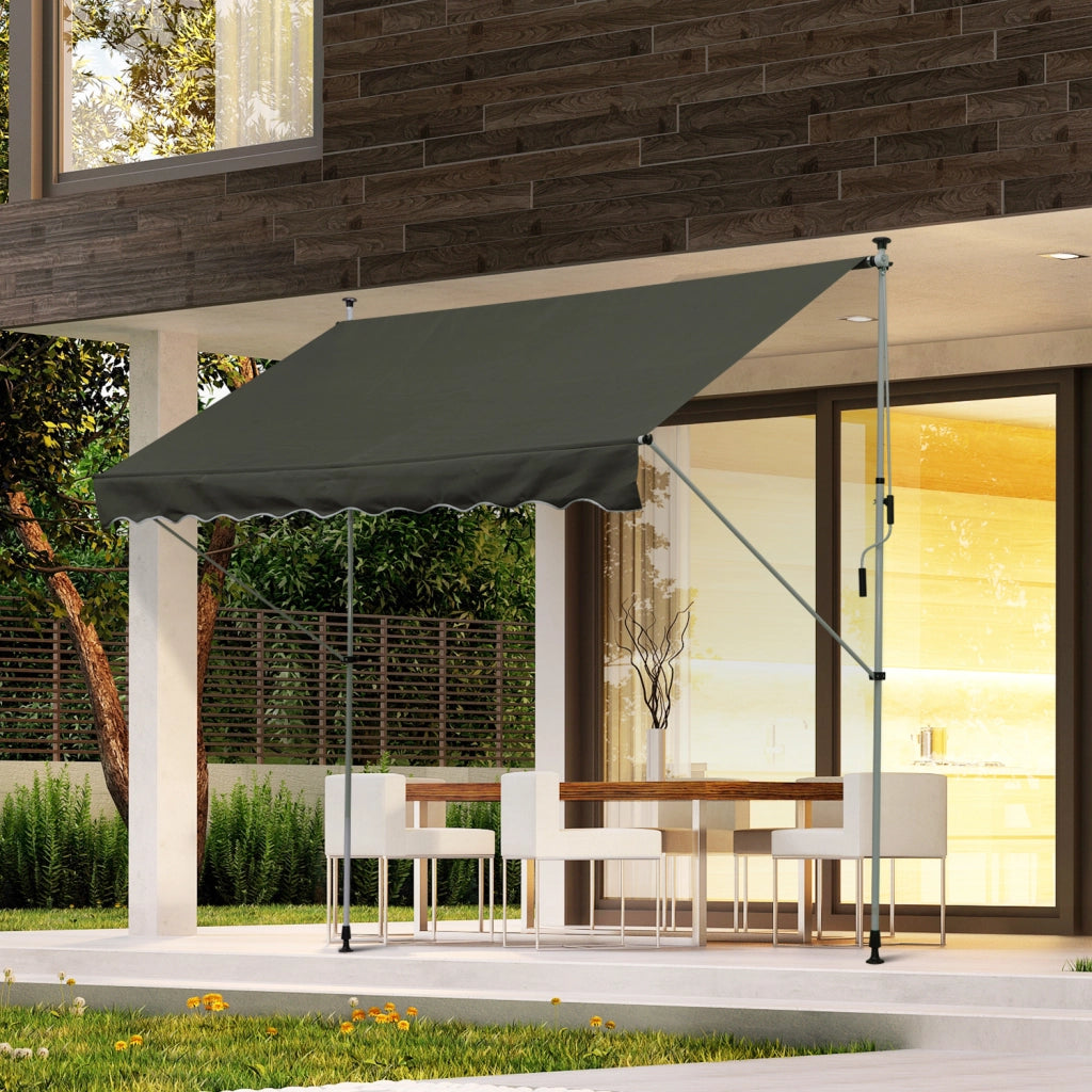 Tenda da Sole 3x1.5 m ¨C Zephmum ¨C Grigio Poliestere Metallo