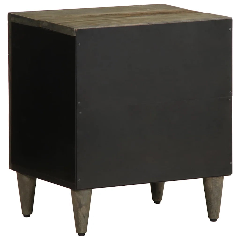 Comodino-Tavolino da notte Grigio Chiaro 40x33x46 cm in Legno Massello di Mango 238077