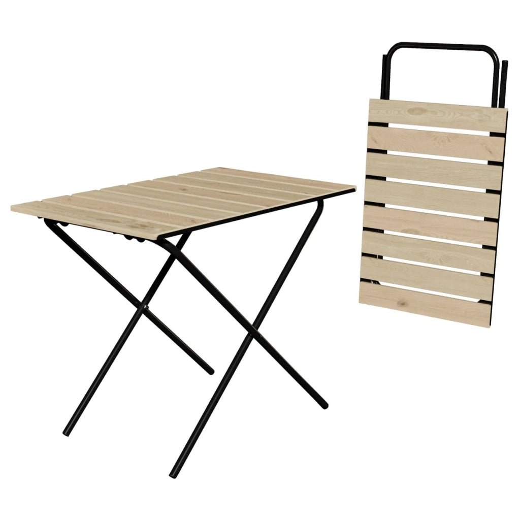 Tavolo da giardino pieghevole metallo e legno di pino 60 x 40 x 57 cm nero naturale 03_0011088