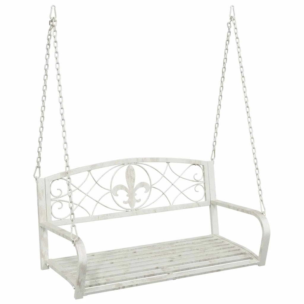Panchina a Dondolo Acciaio 110,5 x 59 x 55 cm Bianco Antico 42038694
