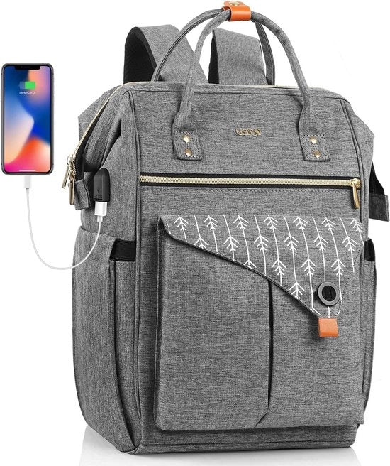 Borsa da donna per università tempo libero - impermeabile con tasca per laptop - anti furto - grigio 15.6 pollici