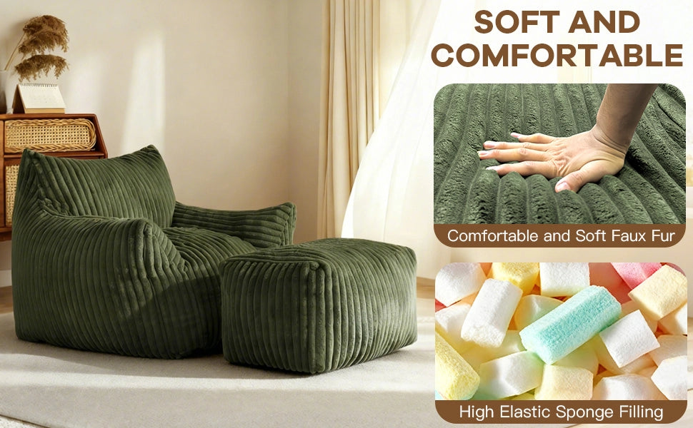 Fauteuil avec pouf con supporto ergonomico a 5 zone e seduta ampia in flanella rosa per relax quotidiano in casa