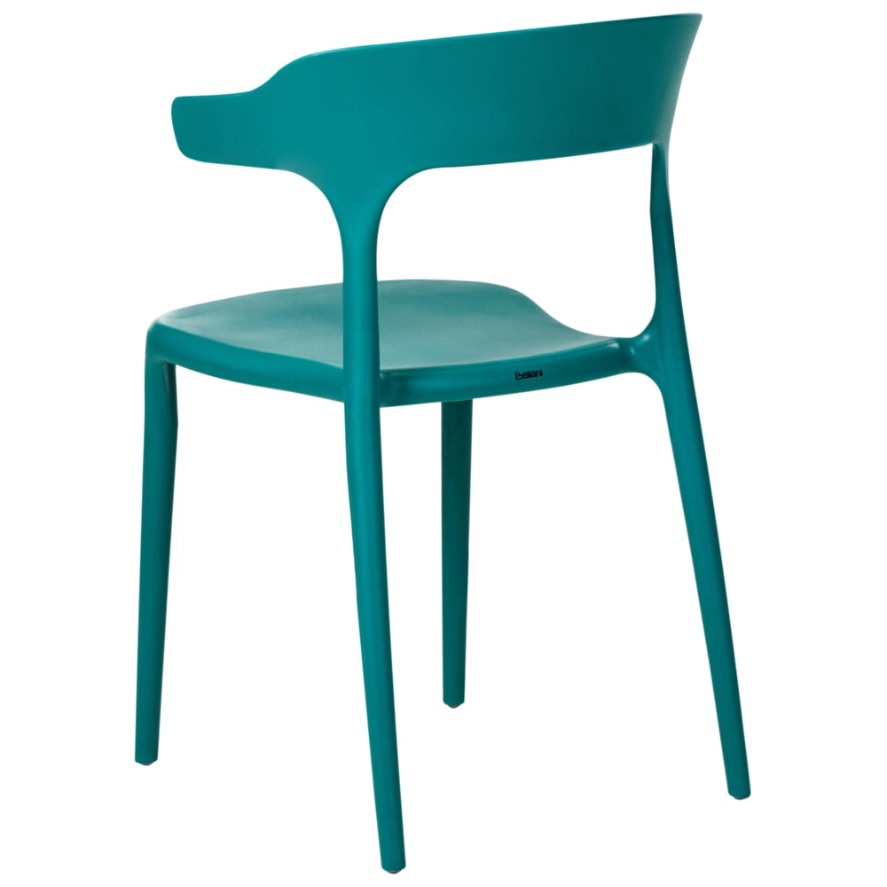 Set di 4 sedie da giardino Teal in polipropilene leggero e resistente agli agenti atmosferici in plastica per interni e per esterni.