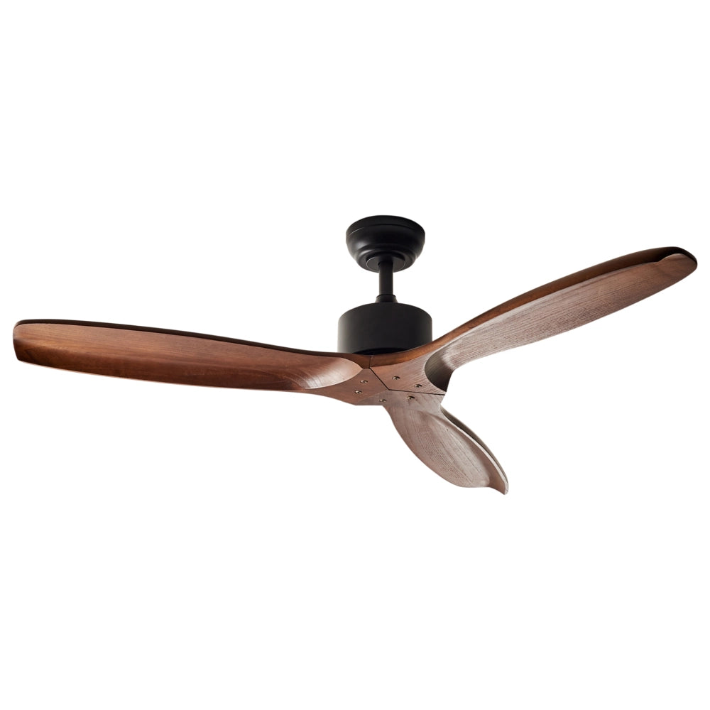 Ventilatore da soffitto in legno massiccio marrone scuro Telecomando 5 opzioni di velocità Soggiorno rustico tradizionale Camera da letto