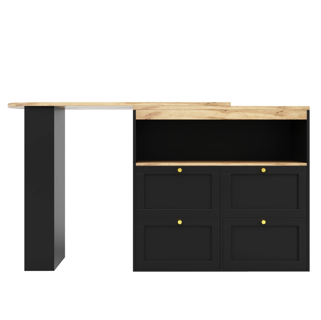 Armadio modulare 105x39x102 cm con 4 cassetti e ripiano girevole in MDF nero
