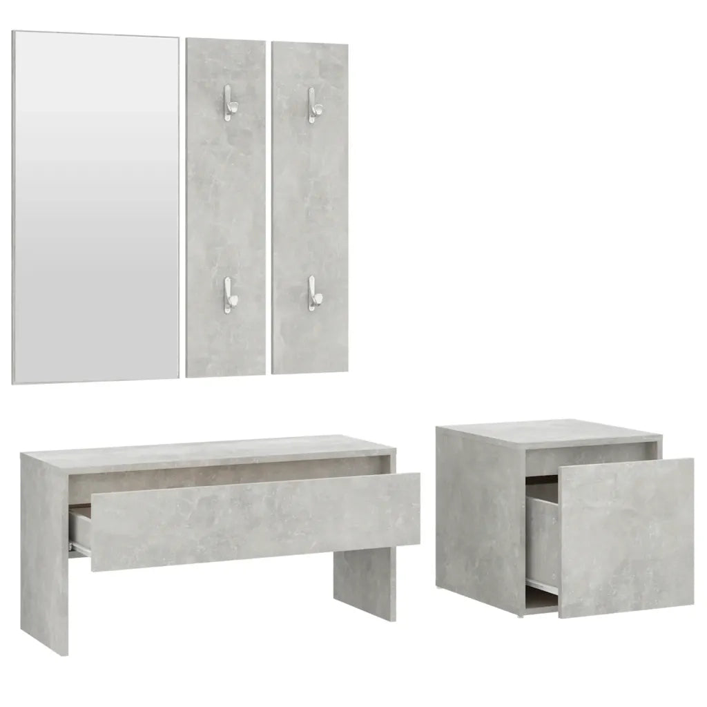 Set di Mobili da Corridoio Grigio Cemento in Legno Multistrato cod mxl 73556