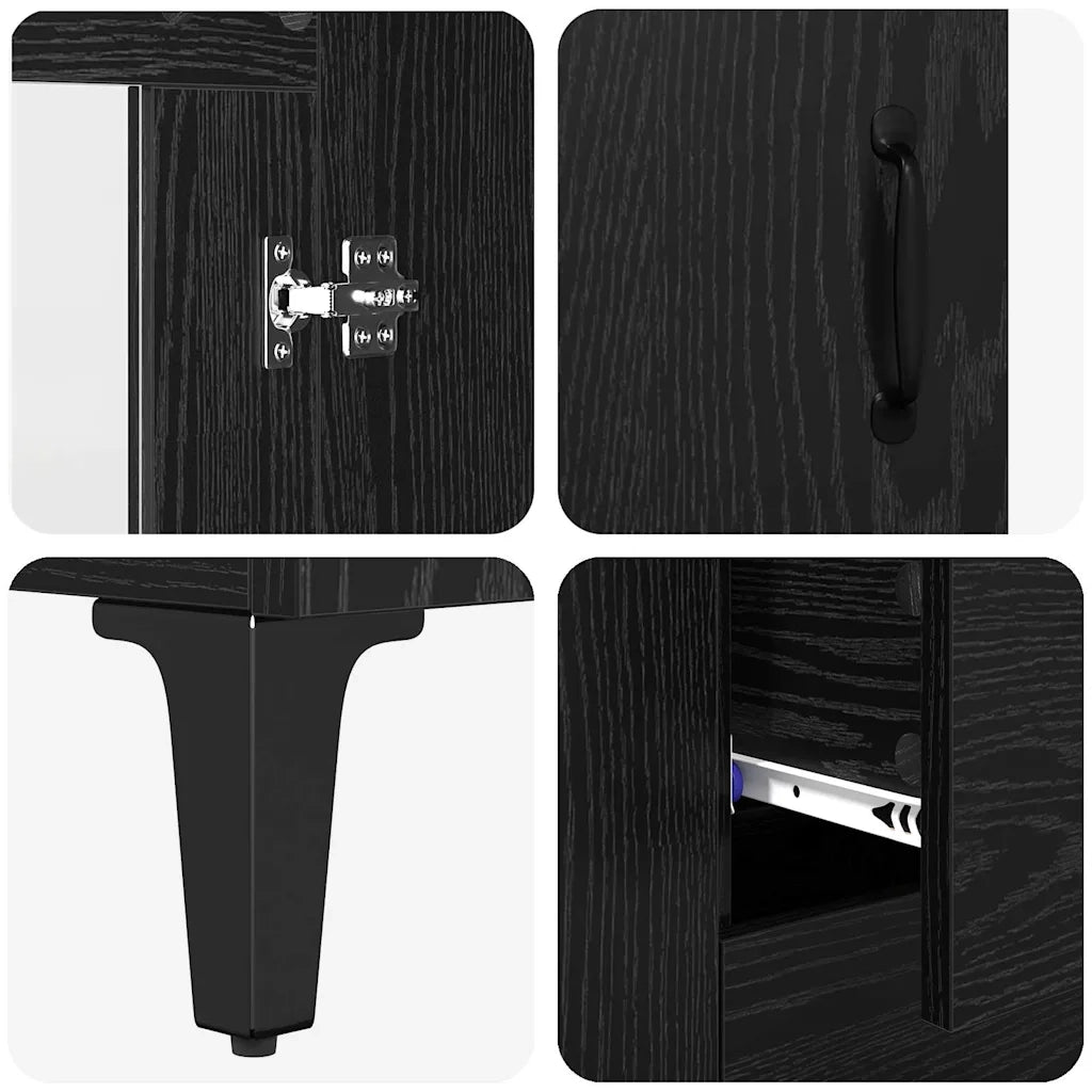 Credenza con Cassetto-Buffet-Armadio da cucina Rovere Nero 69,5 x 34 x 90 cm 377339