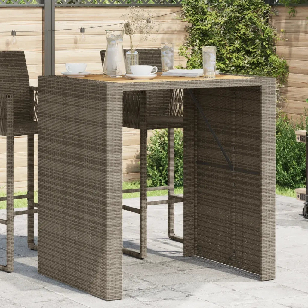 Tavolo Bar da Giardino Piano in Acacia 105x80x110 cm Polyrattan 368697