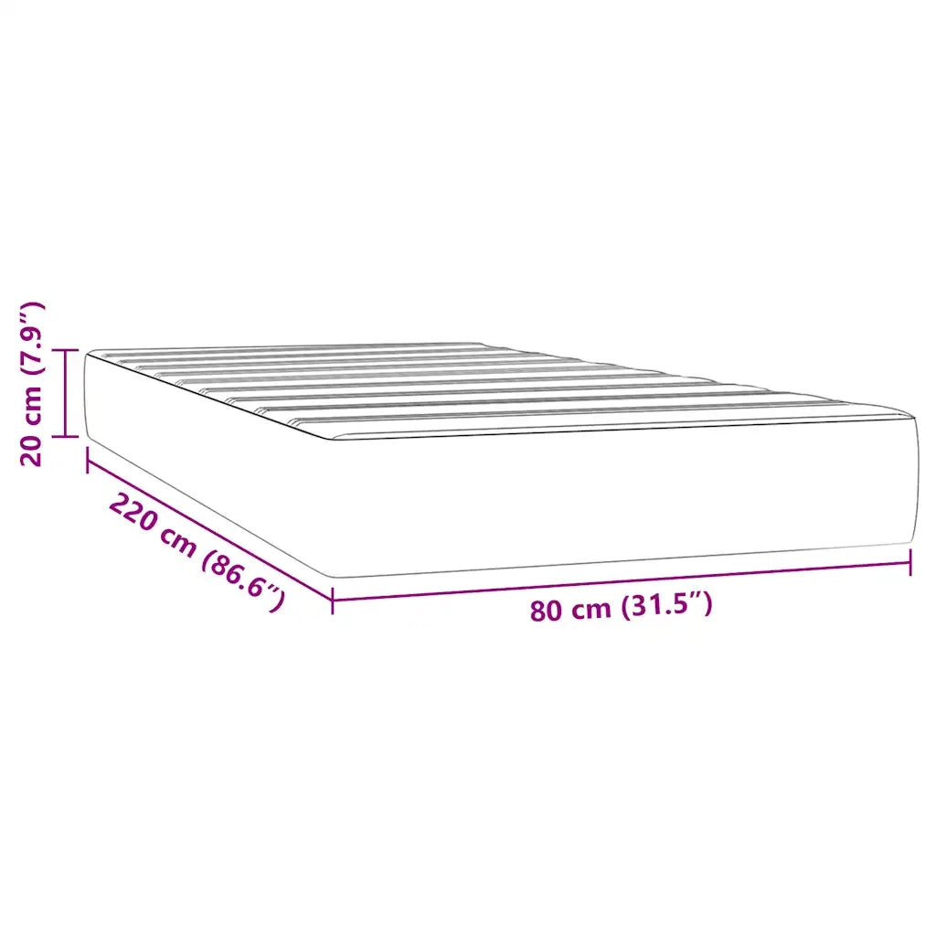 Materasso a Molle-Materasso per letto Blu Scuro 80x220x20 cm in Velluto