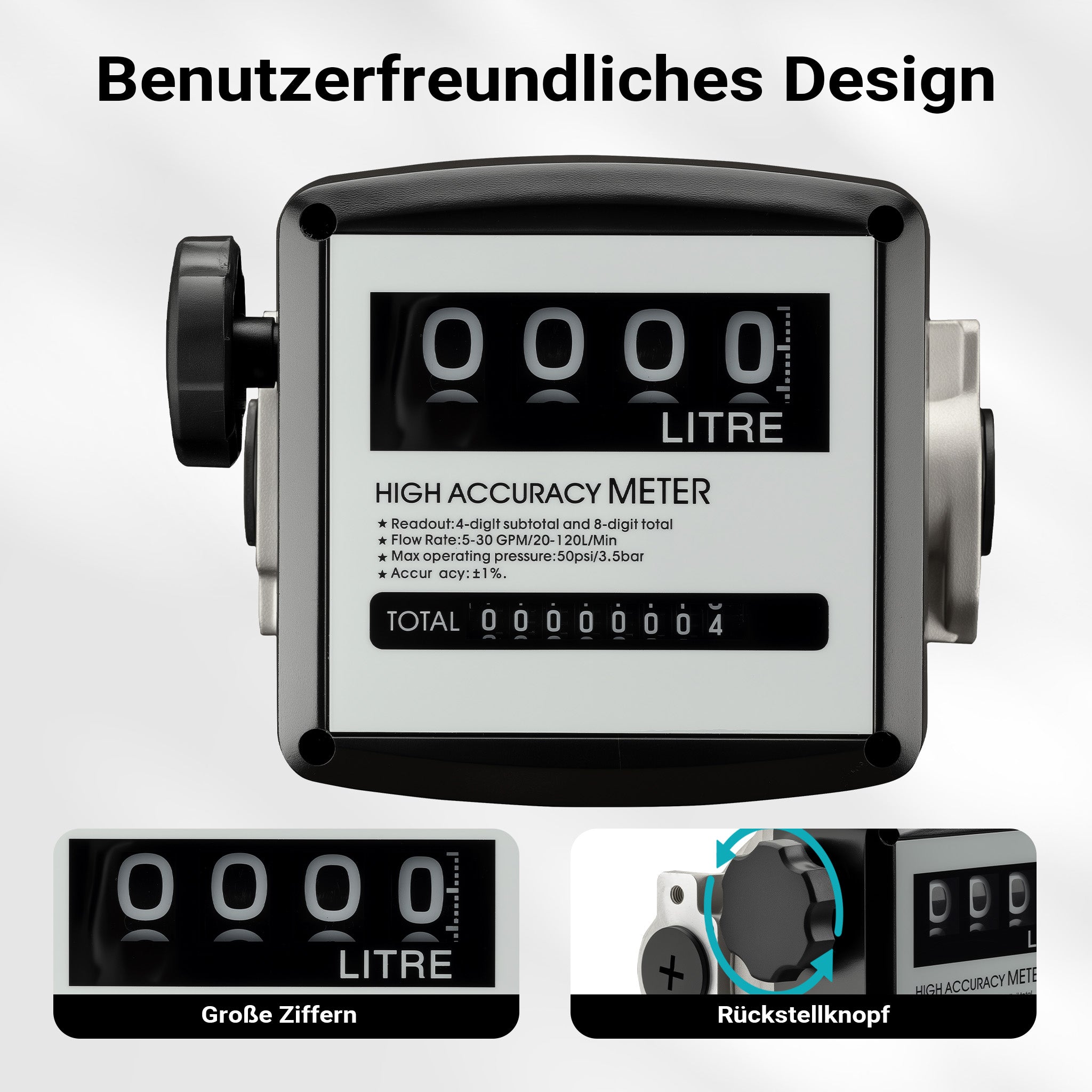 Contatore per pompa gasolio diesel 3,5 bar 20-120 l/min 25,4 mm indicatore flusso