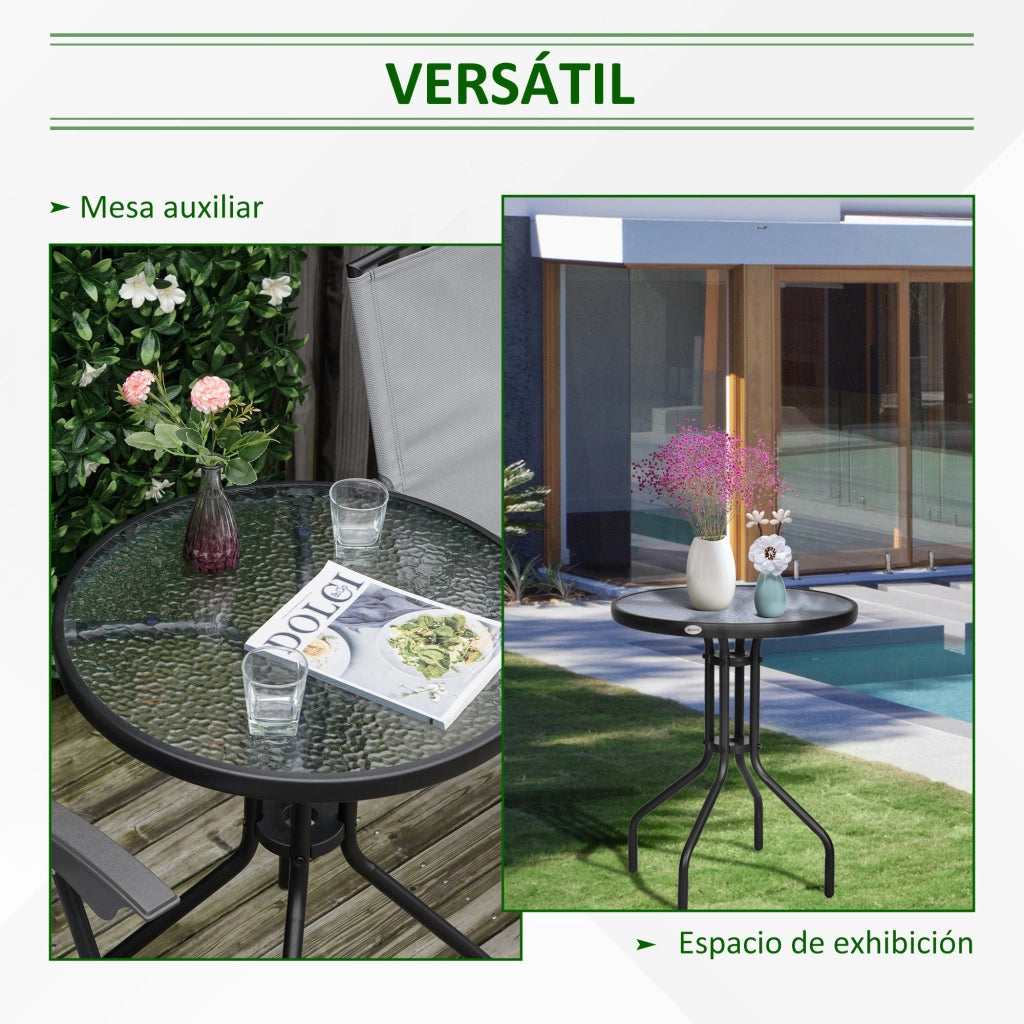 Tavolo da giardino rotondo ¨C Xylo ¨C vetro temperato nero ?60x70 cm