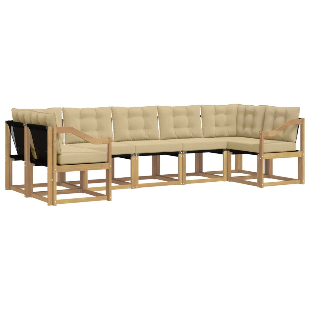 Set di divani da esterno con cuscino 7 pcs Bianco e Beige