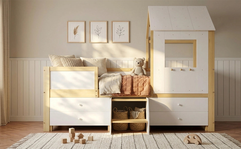 letto per bambini legno bianco naturale 90x200 cm