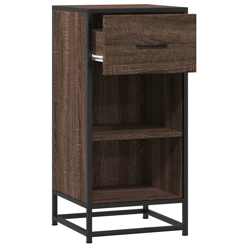 Credenza Rovere Marrone 35,5x35x76 cm in Truciolato e Metallo 848958