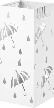 Bacetto di pioggia a forma rotonda - Contenitore di raccolta acqua rimovibile - Con gancio - Bianco - Metallo - 49 x 20 x 20 cm