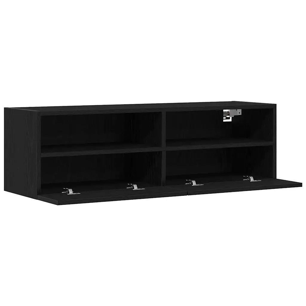 Mobile TV da parete-Mobile TV a Muro-Credenza TV Rovere Nero 100 x 30 x 30 cm