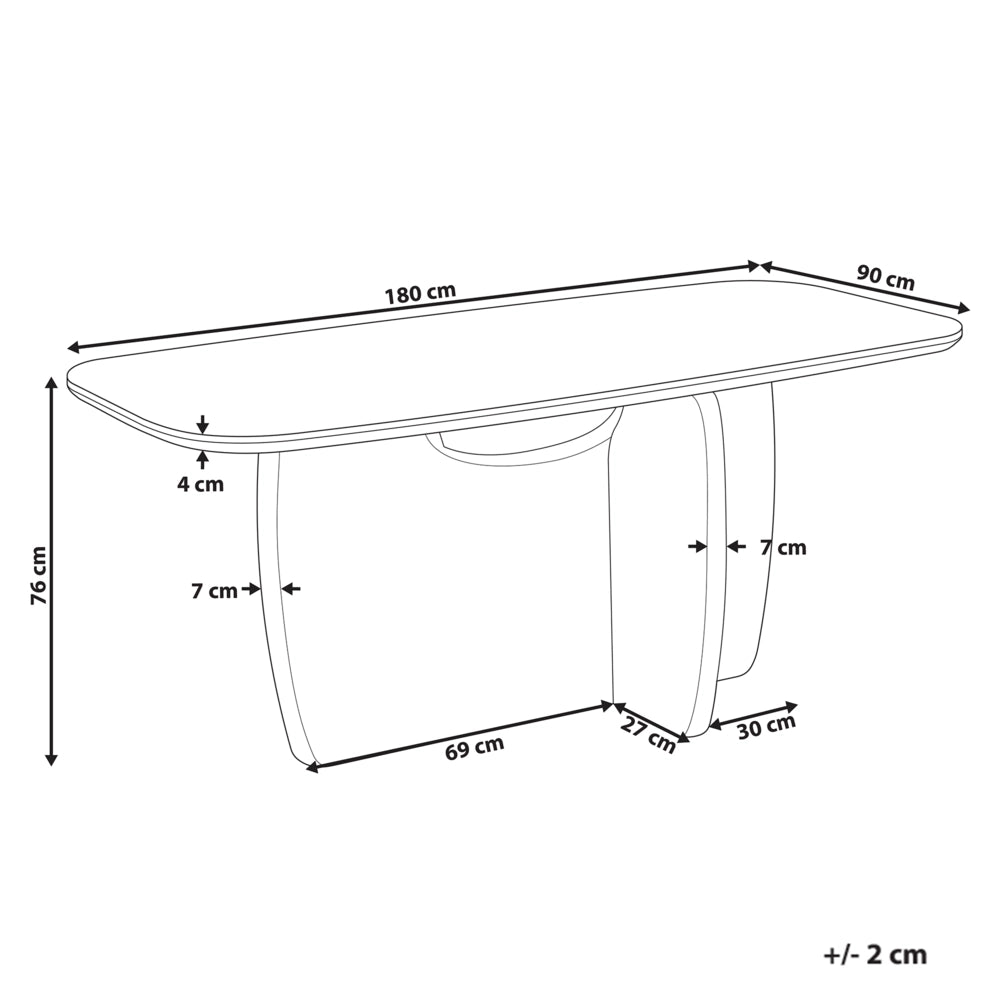 Tavolo da pranzo in MDF rettangolare con ampia base a piedistallo 180 x 90 cm Marrone chiaro stile minimalista