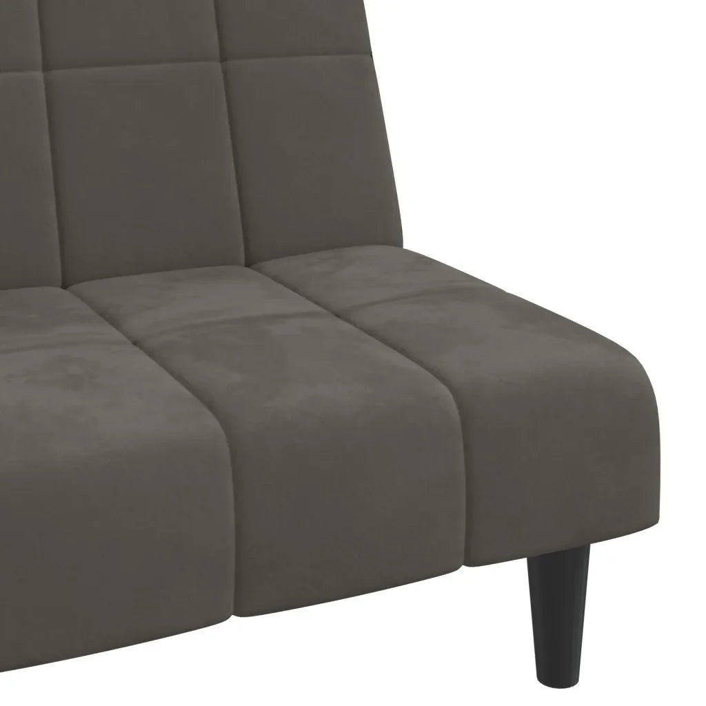 Divano Letto a 2 Posti Grigio Scuro in Velluto 375842