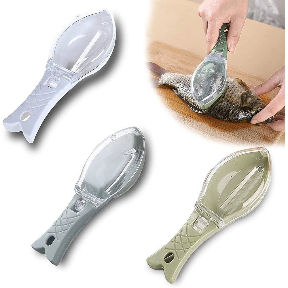Trade Shop - Set 3pz Squamatore Pesci Raschietto Plastica Squame Pesce Casa Cucina Ristorante -