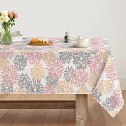 Tavolo da Pranzo con Fiori di Dahlia Rosso, Invernale, 140x180 cm, Tela Invernale, Resistente ai Macchiamenti, Decorazione da Cucina, Decorazione da Festa