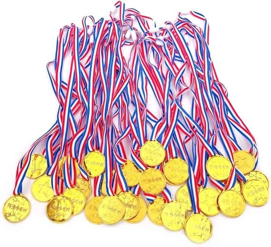 Medaglie in Plastica per Bambini - Decorazioni per Feste e Giochi con Fiocchi - Medaglie per Festa di Compleanno e Giornata dello Sport - 30 pezzi