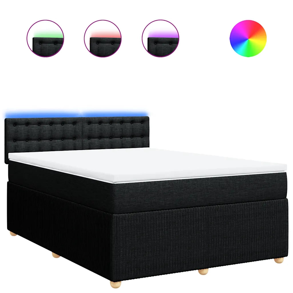 Giroletto a Molle con Materasso Nero 140x190 cm in Tessuto