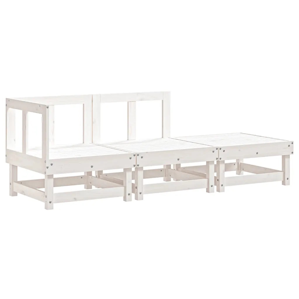 Salotto da Giardino-Set Salotto da Giardino 3 pz Bianco in Legno Massello di Pino 446098
