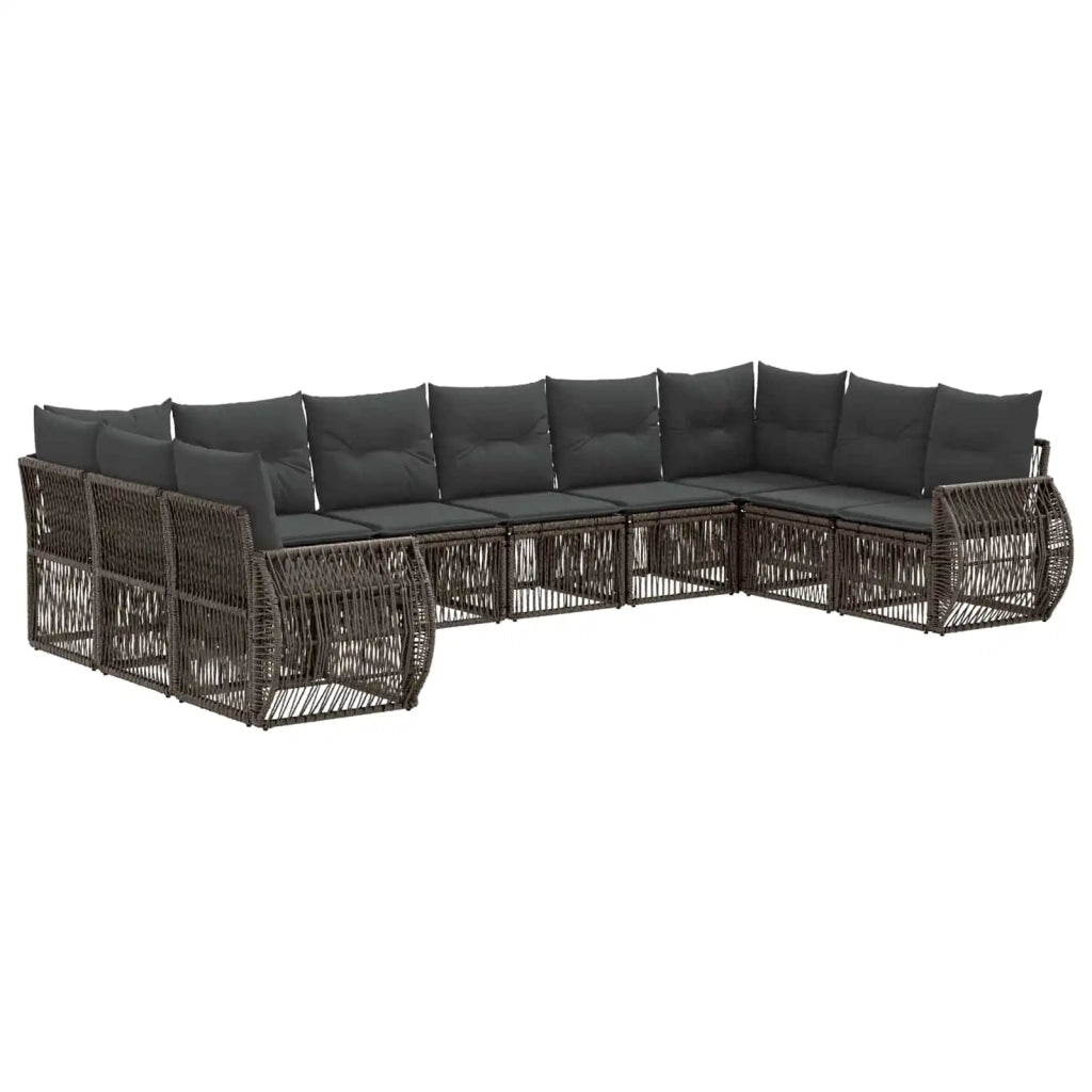Set Divano da Giardino 10 pcs Grigio e Grigio Scuro polyrattan 3435527