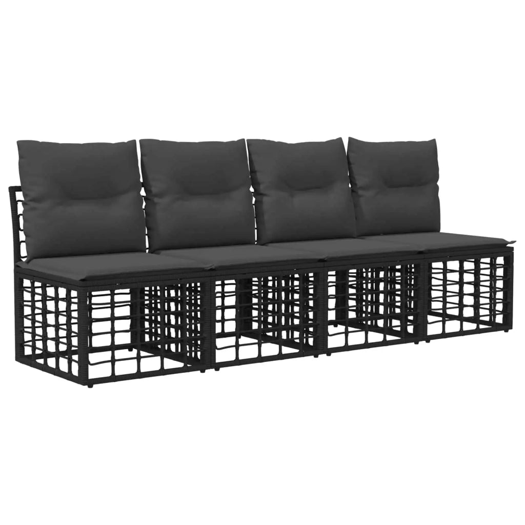 Set di divani da esterno 9 pz Nero e Grigio scuro polyrattan 3437419