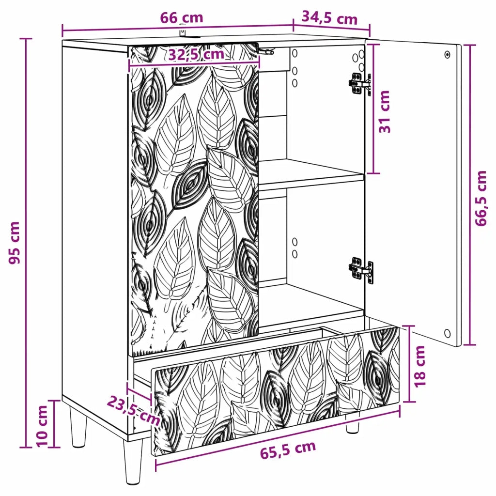 Credenza Nero 66 x 34,5 x 95 cm Legno ingegnerizzato 895126