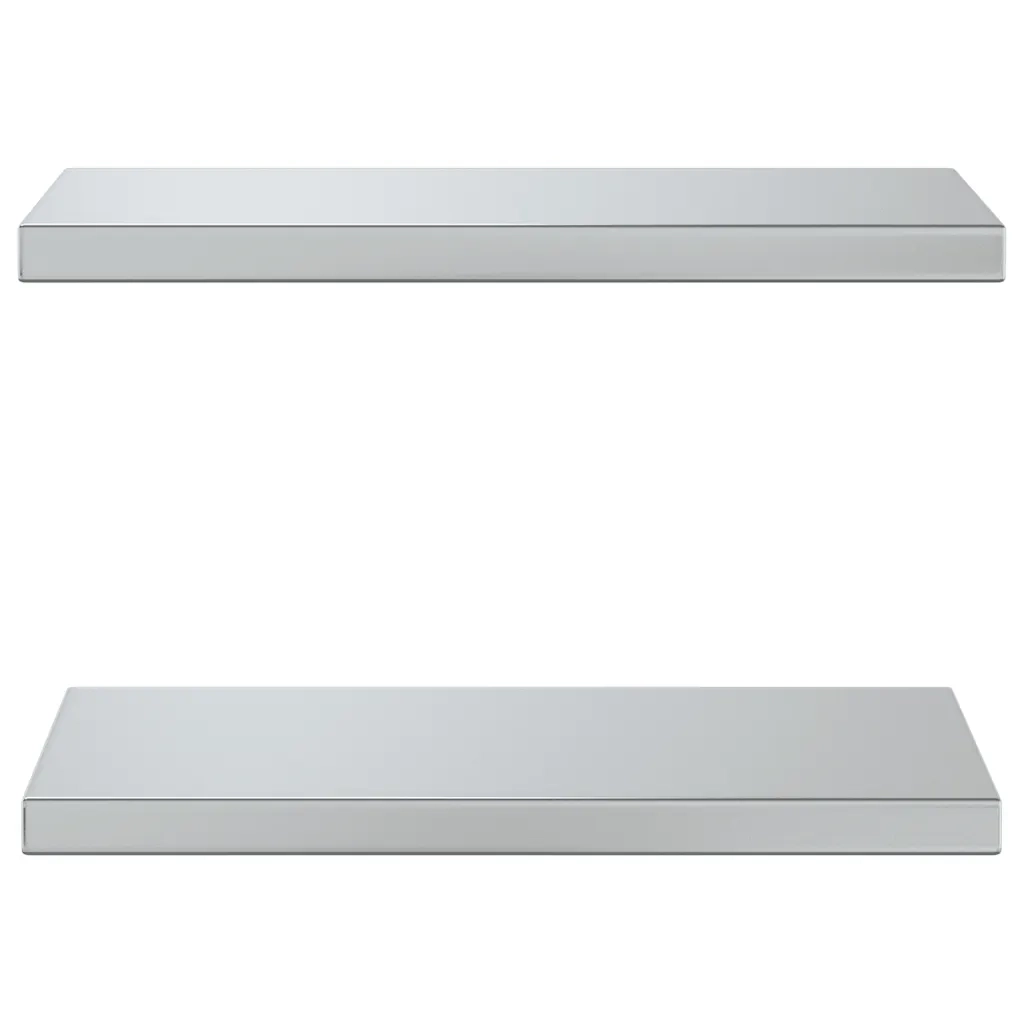 Mensole a Muro 2 pz 50x23,5x3cm Argento in Acciaio Inossidabile